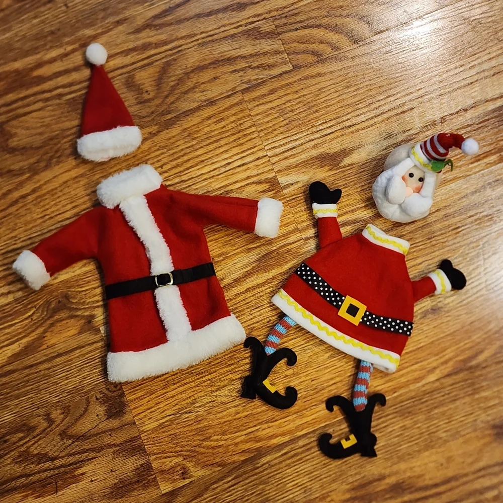 2 Festive Santa Wine Bottle Covers